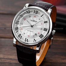 Load image into Gallery viewer, Rome Number Fashion Men WINNER Top Brand Gold Sport Wristwatches Self wind Automatic Mechanical Calendar Leather Watch Clock